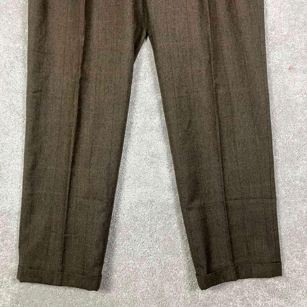 Vintage Brooks Brothers Dress Pants Mens 36x32 Brown Wool Pleated Windowpane USA - Picture 3 of 16
